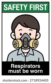 Warnhinweis Gefahrenhinweis Achtung Sicherheit First Respirators Atemschutz muss getragen werden