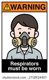 Warnhinweis Gefahrenhinweis Achtung Sicherheit First Respirators Atemschutz muss getragen werden