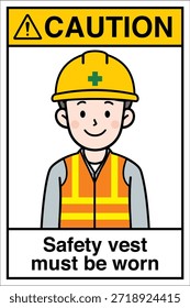 Safety Sign Danger Warning Caution Notice Safety First High Visibility Vests Must Be Worn