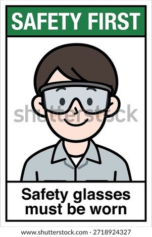 Safety Sign Danger Warning Caution Notice Safety First Safety Glasses Eye Protection Must be Worn