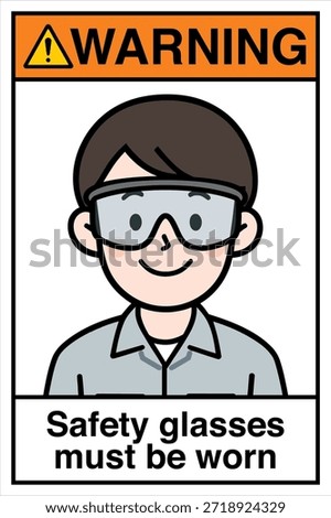 Safety Sign Danger Warning Caution Notice Safety First Safety Glasses Eye Protection Must be Worn