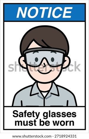 Safety Sign Danger Warning Caution Notice Safety First Safety Glasses Eye Protection Must be Worn