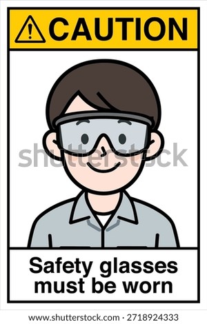 Safety Sign Danger Warning Caution Notice Safety First Safety Glasses Eye Protection Must be Worn