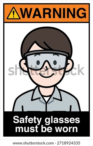 Safety Sign Danger Warning Caution Notice Safety First Safety Glasses Eye Protection Must be Worn