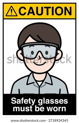 Safety Sign Danger Warning Caution Notice Safety First Safety Glasses Eye Protection Must be Worn