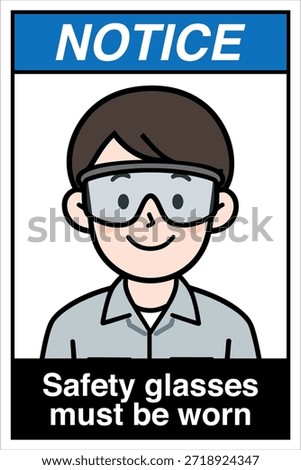 Safety Sign Danger Warning Caution Notice Safety First Safety Glasses Eye Protection Must be Worn