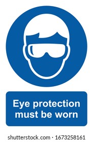 Safety Sign, Eye Protection Must Be Worn. Vector Icon Isolated On White Background.