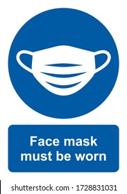 Safety sign, Face mask must be worn. Vector icon isolated on white background.