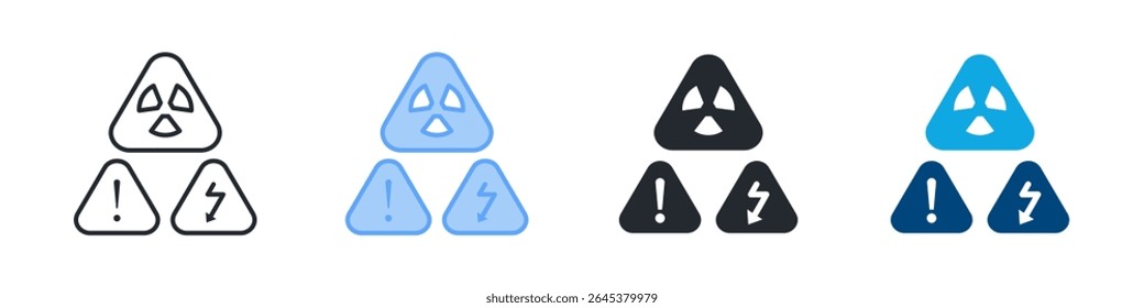 Safety Sign Icon Set Multiple Style. Designed In Outline, Blue, Glyph, Dual Tone