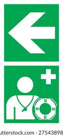 Safety sign indicating Safe Condition – Emergency Evacuation Lifeguard. This symbol identifies the presence or location of a lifeguard responsible for safety and rescue in aquatic environments such as swimming pools, beaches, and water recreation areas. Designed to provide clear visual guidance during normal operations or emergencies, helping people quickly recognize trained rescue personnel and improving overall water safety awareness. Suitable for public facilities, resorts, water parks, and safety management systems.