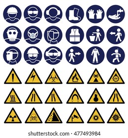 Safety sign, Mandatory sign, Safety instruction,Warning signs, Commanded signs