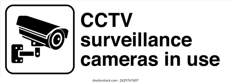 Safety Sign Marking Label Horizontal CCTV surveillance cameras in use White