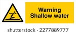 Safety Sign Marking Label Symbol Pictogram Standards Warning Shallow water diving Landscape.