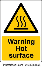 Safety Sign Marking Label Symbol Pictogram Standards Warning Hot surface