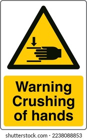 Safety Sign Marking Label Symbol Pictogram Standards Warning Crushing of hands