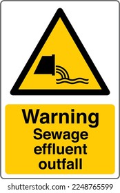 Safety Sign Marking Label Symbol Pictogram Standards Warning Sewage effluent outfall.