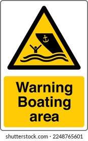 Safety Sign Marking Label Symbol Pictogram Standards Warning Boating area.