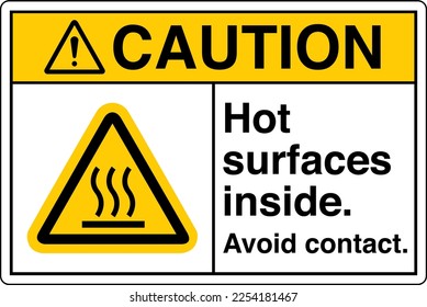 Safety Sign Marking Label Symbol Pictogram Standards Caution Hot surfaces inside Avoid contact