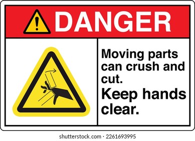 Safety Sign Marking Label Symbol Pictogram Danger Moving parts can crush and cut Keep hands clear 12.eps