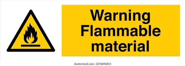 Safety Sign Marking Label Symbol Pictogram Standards Warning Risk of fire Flammable materials Landscape
