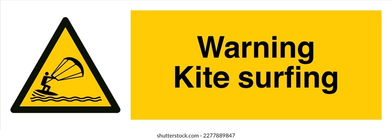 Safety Sign Marking Label Symbol Pictogram Standards Warning Kite Surfing Landscape.