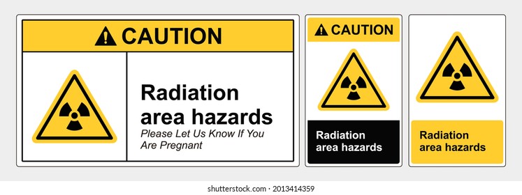 Safety Sign Radiation area hazard, sign lanscape and potrait forms, ANSI and OSHA standard formats. Vector