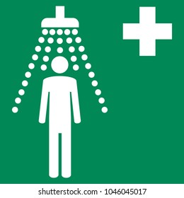 Safety sign vector - First-aid safety shower symbol, label, sticker