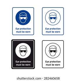 Safety sign vector set eye protection must be worn