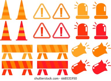 Safety signs in construction, orange in various forms.