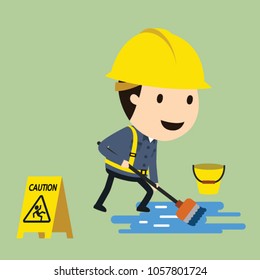 Safety signs installation, Vector illustration, Safety and accident, Industrial safety cartoon