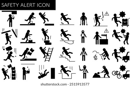 Safety signs, pictogram icon set for danger and warning, Vector Illustration