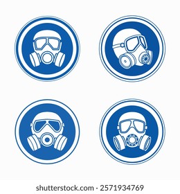 Safety Signs for Respiratory Protection Four Warning Symbols for Hazardous Environments