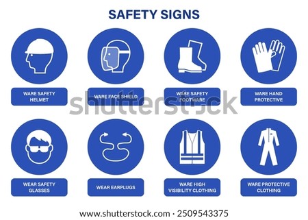 Safety signs vector. Warning signs symbol. Mandatory signs. 