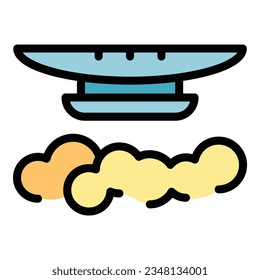 Safety smoke detector icon outline vector. Alarm fire. Home system color flat