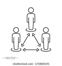 safety social distance, vector icon, editable thin line symbol on white background