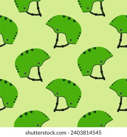 safety sport helmet seamless pattern vector illustration. bicycle helmet, skateboard helmet on color background