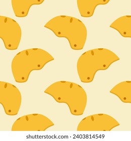safety sport helmet seamless pattern vector illustration. bicycle helmet, skateboard helmet on color background