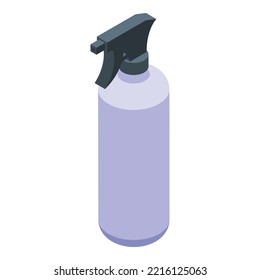 Vector isométrico del icono de pulverización de seguridad. Plástico limpio. Salud desinfectada