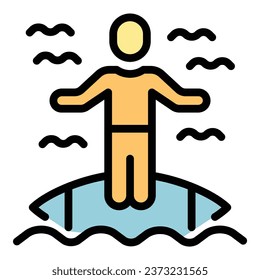Safety surf icon outline vector. Water life. Beach guard color flat
