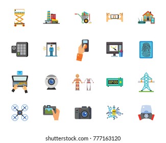 Safety and technology icon set