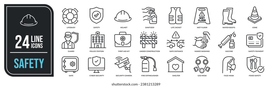 Safety thin line icons. For website marketing design, logo, app, template, ui, etc. Vector illustration.