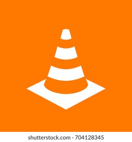 Safety traffic cone vector pictogram illustration on orange background
