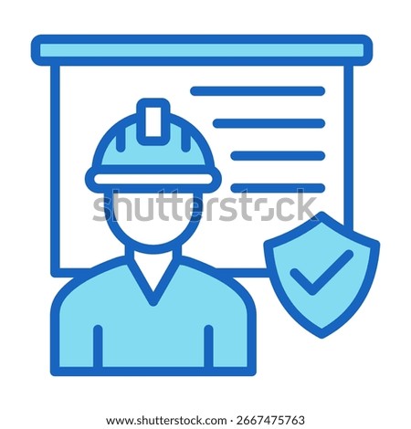 Safety Training Icon Blue Color Style Vector Illustration