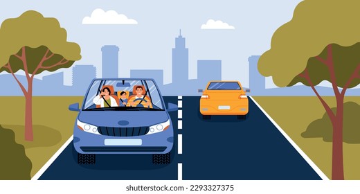 Safety and transport security background with road symbols flat vector illustration