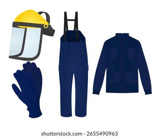 Safety trimmer clothes set. vector illustration