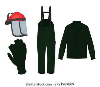 Safety trimmer clothes set. vector illustration