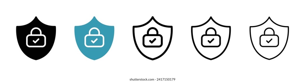 Safety vector icon set. Protection assurance vector symbol for UI design.