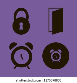 safety vector icons set. with door open, lock and alarm in set
