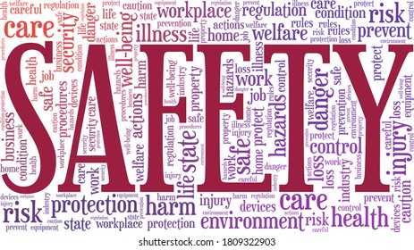 Safety Vector Illustration Word Cloud Isolated Stock Vector (Royalty ...