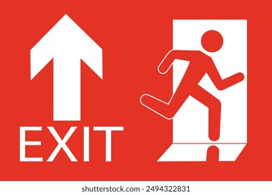 Símbolo del Vector de seguridad. Señal de salida de emergencia Personas corriendo por la salida de incendios. Gente corriendo y señal de salida. Escapar ayuda evacuación.